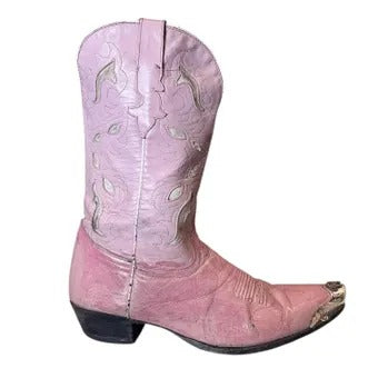 Vintage Y2K Pink Spur Rodeo Leather Western Cowgirl Boots