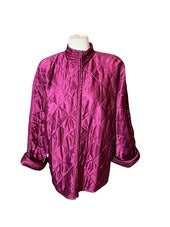 Vintage Valentino Quilted Luxurious Magenta Silk Bomber jacket L