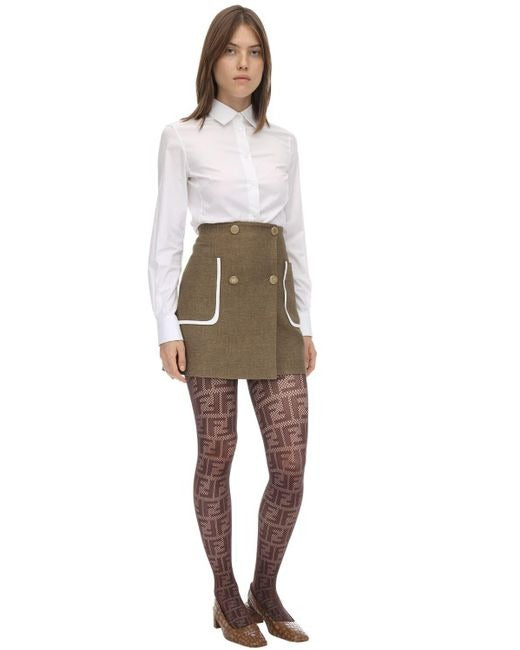 Y2K Fendi Logo Nylon Monogram Sheer Tights