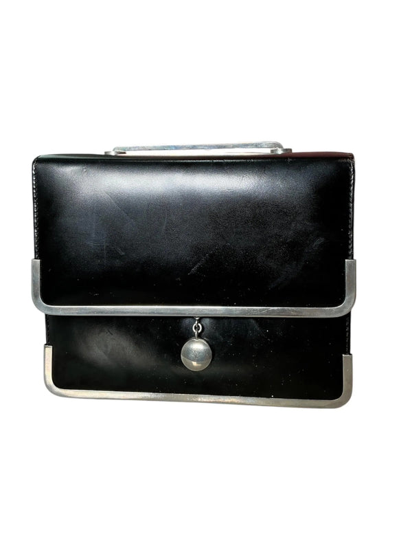 Vintage 1960s Metal Top Handle Leather Frame Structured Mini Box Bag