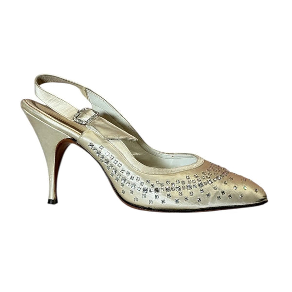 Vintage 1950s Saks Fifth Avenue Swarovski Point Toe Heel