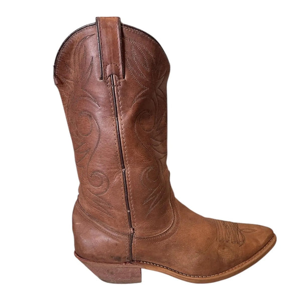 Vintage Y2K Brown Stitch Rodeo Leather Western Cowgirl Boots