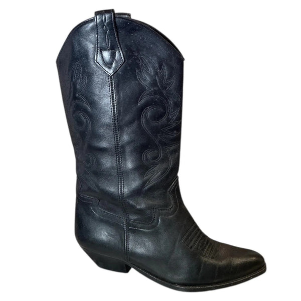 Vintage Y2K Seychelles Black Rodeo Leather Western Cowgirl Boots