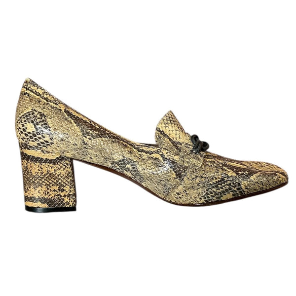 Vintage 1960s Python Brogue Loafer Low Block Heel Pumps