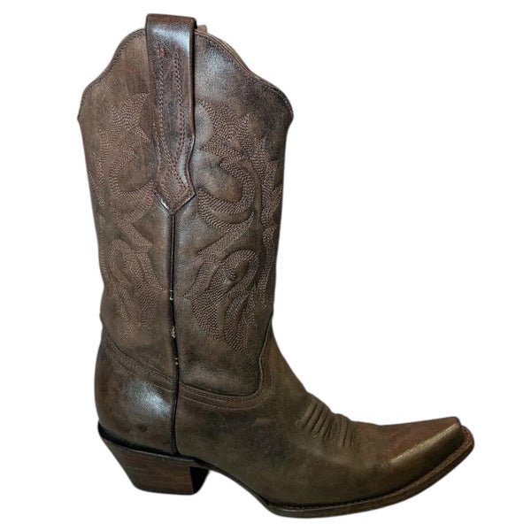 Vintage Y2K Brown Stitch Rodeo Leather Western Cowgirl Boots 8