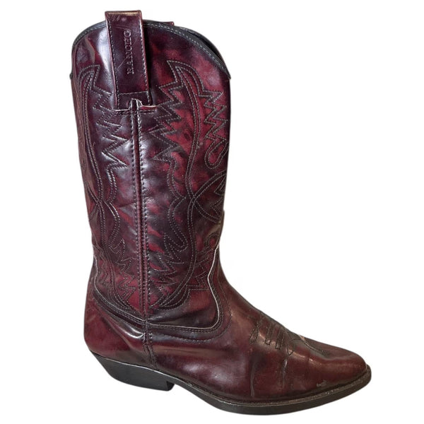 Vintage Y2K Rancho Burgundy Western Rodeo Cowboy Boots 9.5