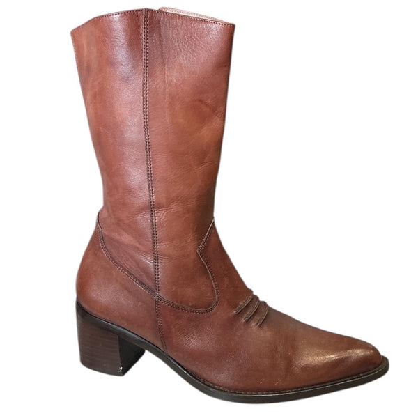 Vintage Y2K Block Heel Western Rodeo Leather Cowgirl Boots 7.5/8