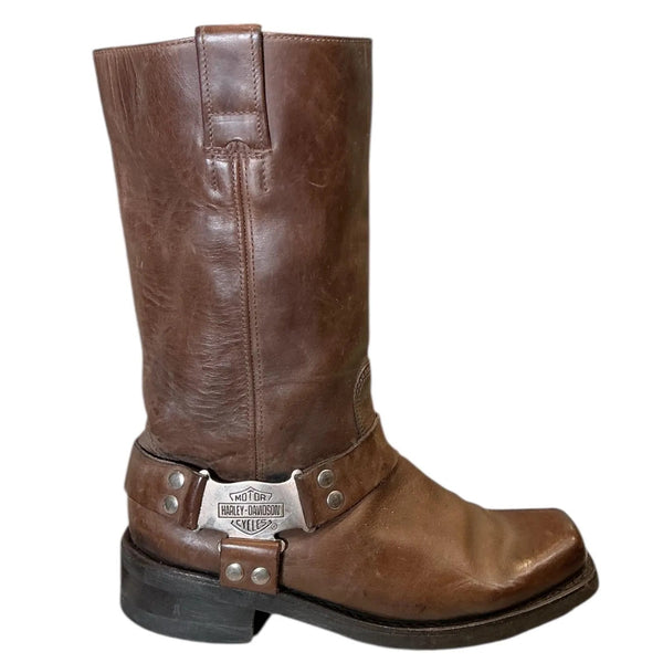 Vintage Y2K Harley Davidson Buckle Rodeo Leather Western Motorcycle Boots