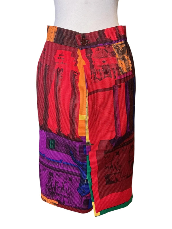 Vintage 1980’s Geny Graphic Photo Abstract Print high waist pencil skirt S