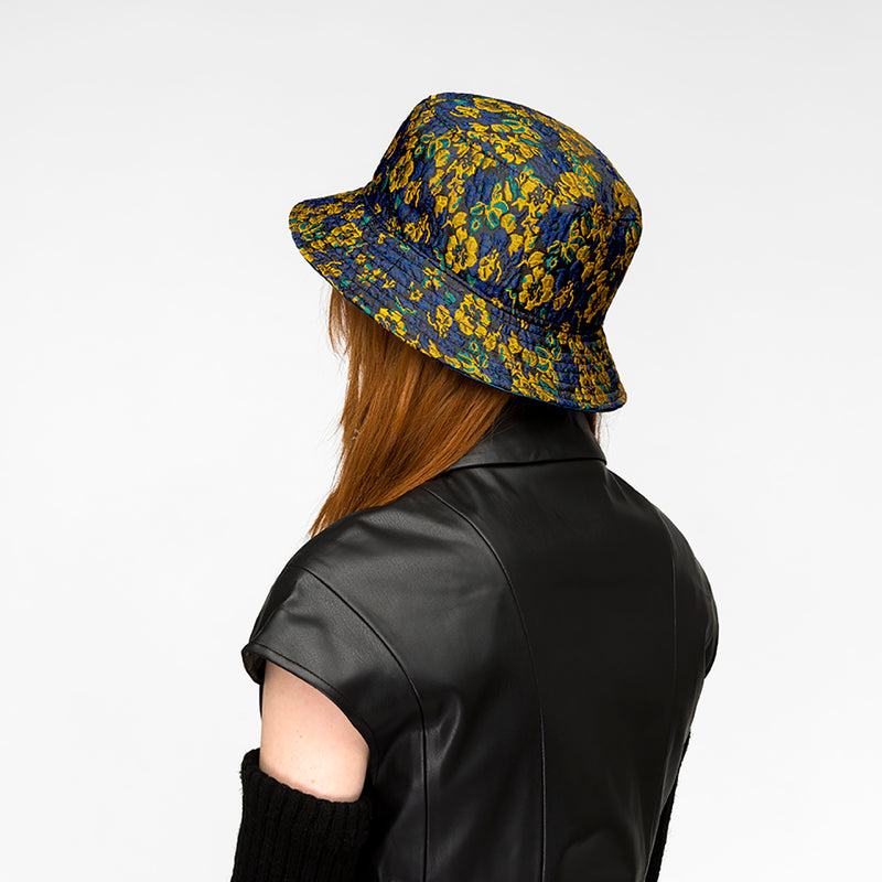 Floral Jacquard Reversible Rain Bucket Hat