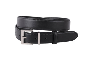 Sharp Edge Square Buckle Classic Leather Belt - Silver/Black