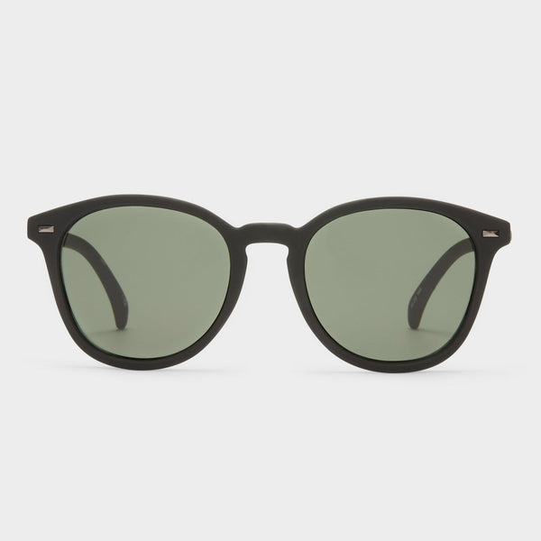 Bandwagon Unisex Round Matte Sunglasses - Black Rubber