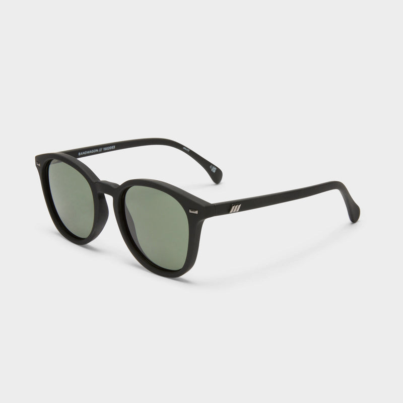 Bandwagon Unisex Round Matte Sunglasses - Black Rubber