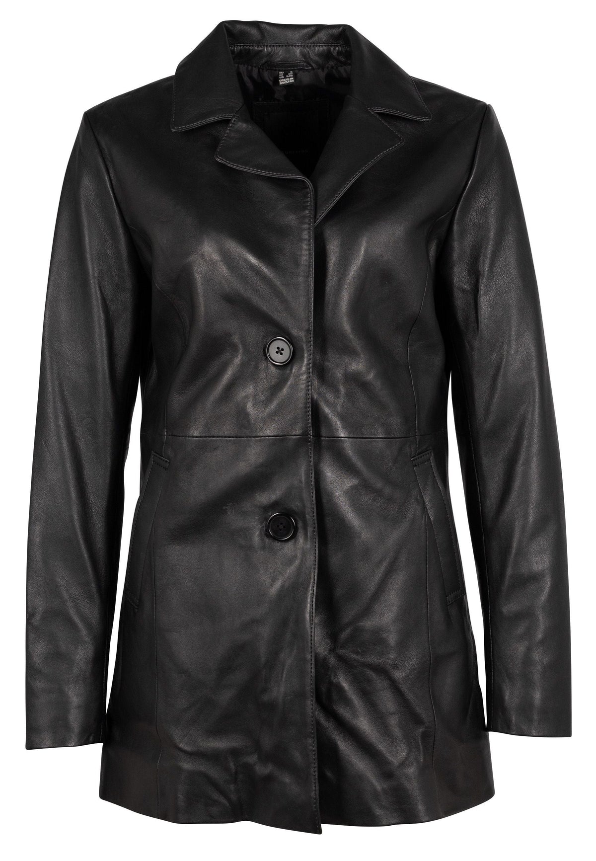 Aurela Leather Lambskin Blazer Shacket Jacket - Black