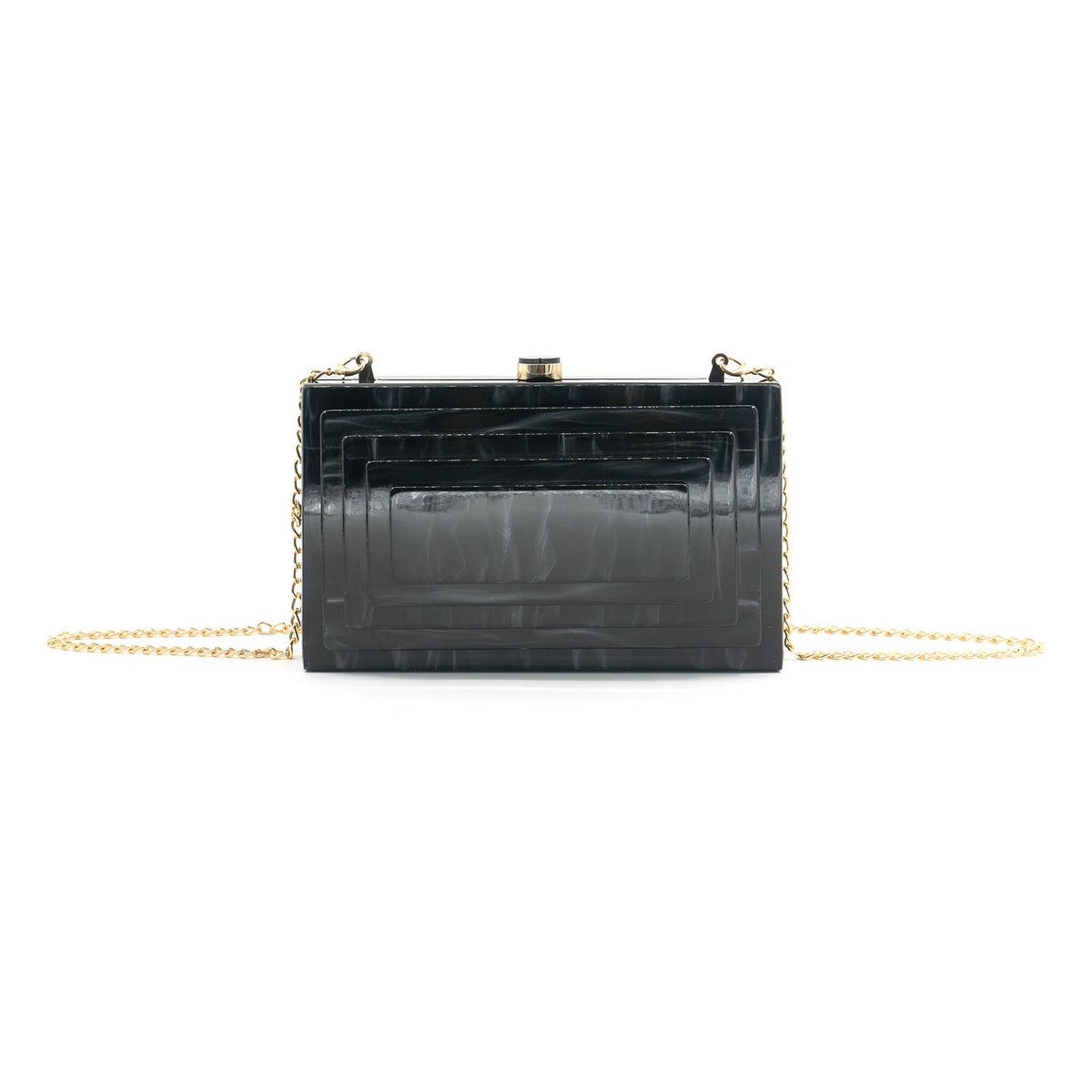 Jocelyn Pearlized Acrylic Box Clutch Bag on a Chain