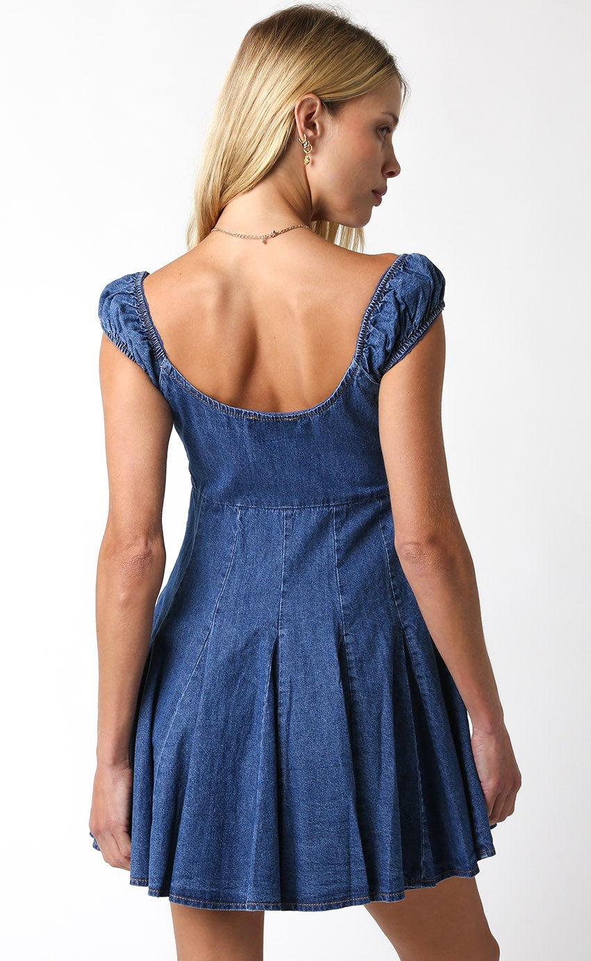 Pixie Denim Milkmaid Empire Mini Dress