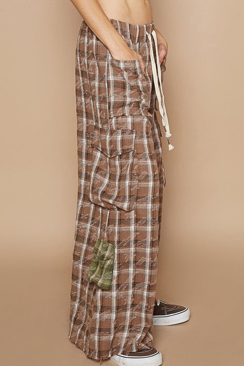 Elmwood Plaid Drawstring Cargo Pants