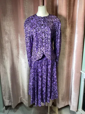 Vintage 1990’s purple Floral marry London 2 pc skirt set - medium