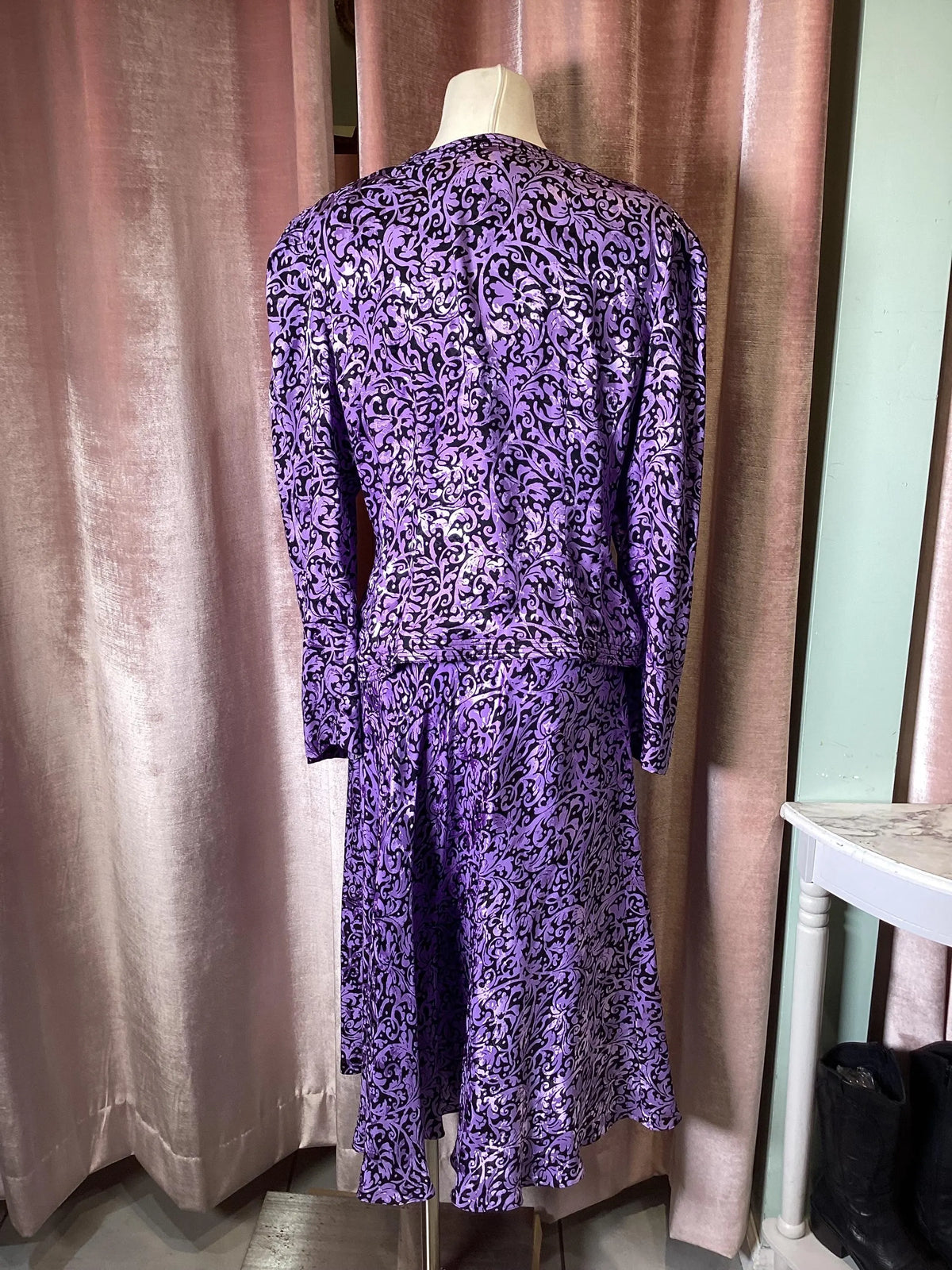 Vintage 1990’s purple Floral marry London 2 pc skirt set - medium