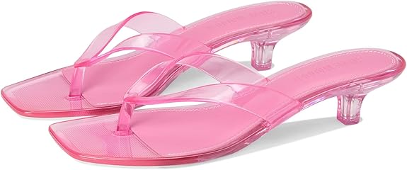 Tracie Y2K Jelly Thong Kitten Heel Sandal -  Pink