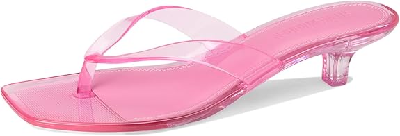 Tracie Y2K Jelly Thong Kitten Heel Sandal -  Pink