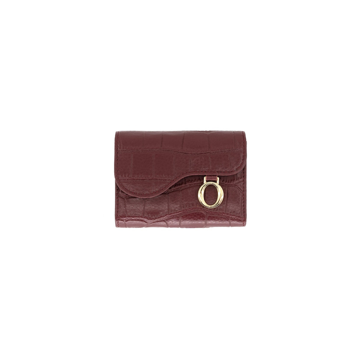 Saddle Genuine Leather Zip Wallet Card Holder- Burgundy