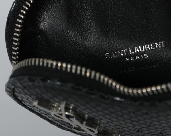Yves Saint Laurent Snakeskin Leather Heart Mini Bag Belt - Black