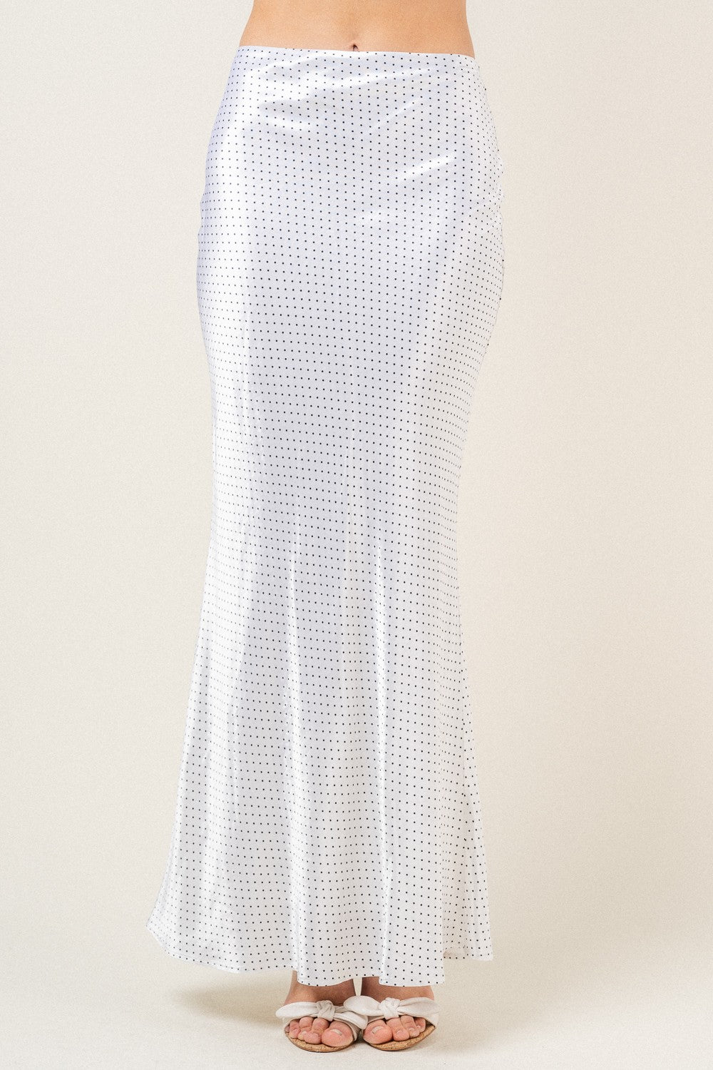 Cordelia Satin Bias Cut Polka Dot Maxi Skirt