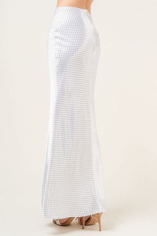 Cordelia Satin Bias Cut Polka Dot Maxi Skirt