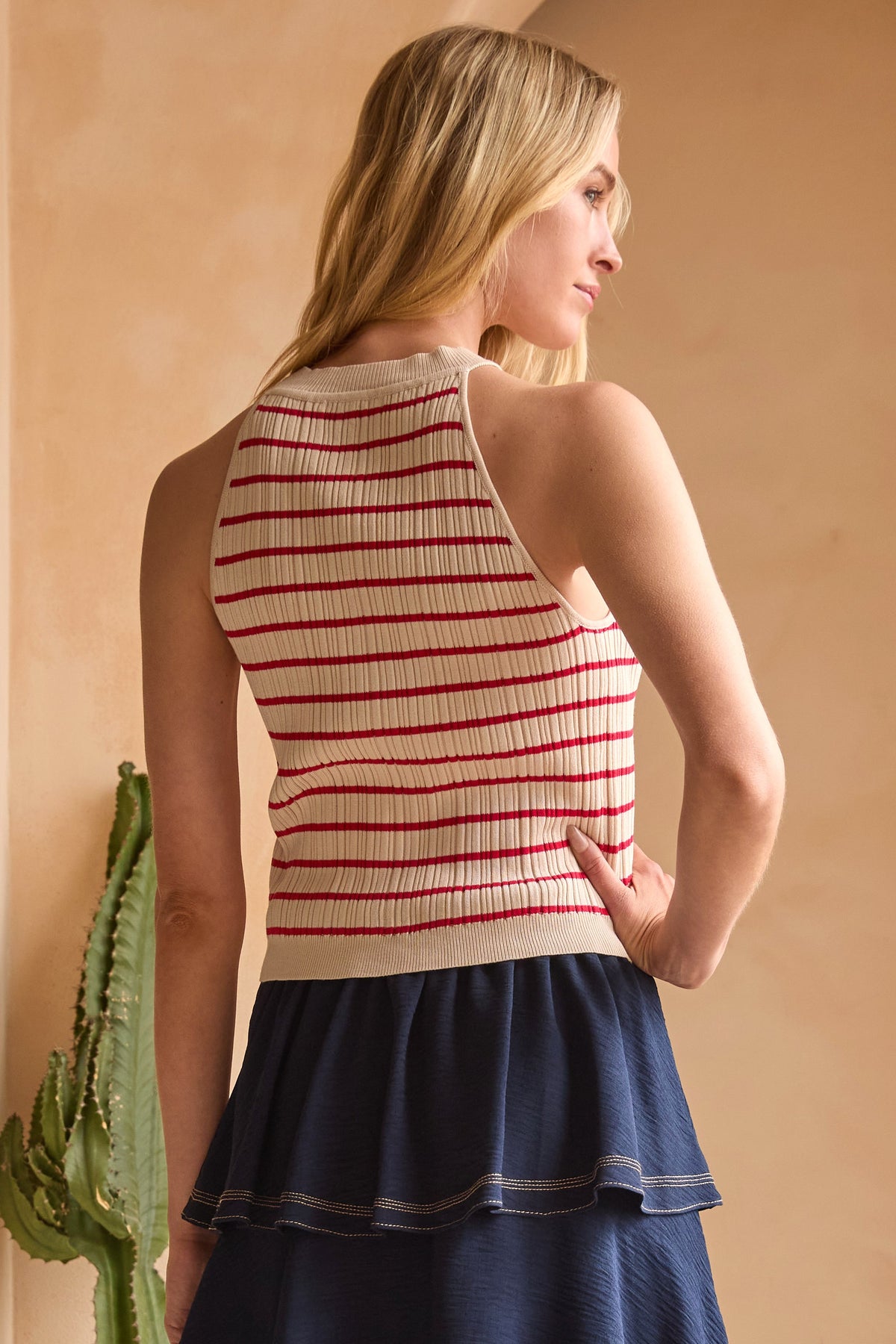 Saylor Striped Viscose Knit Tank Top