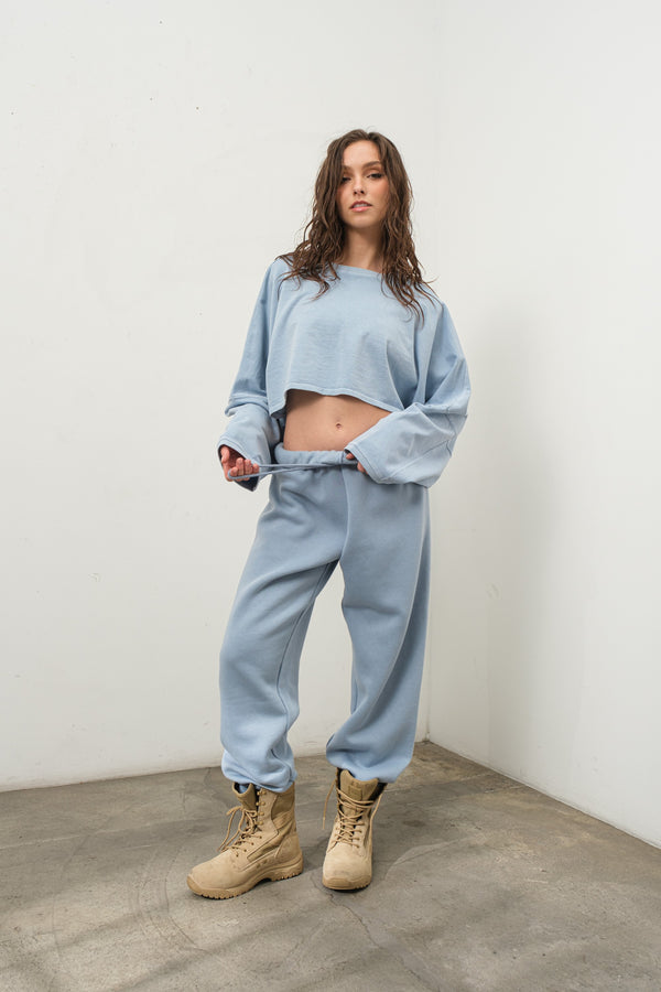 Scottie Cotton Terry Oversized LS Crop Sweater