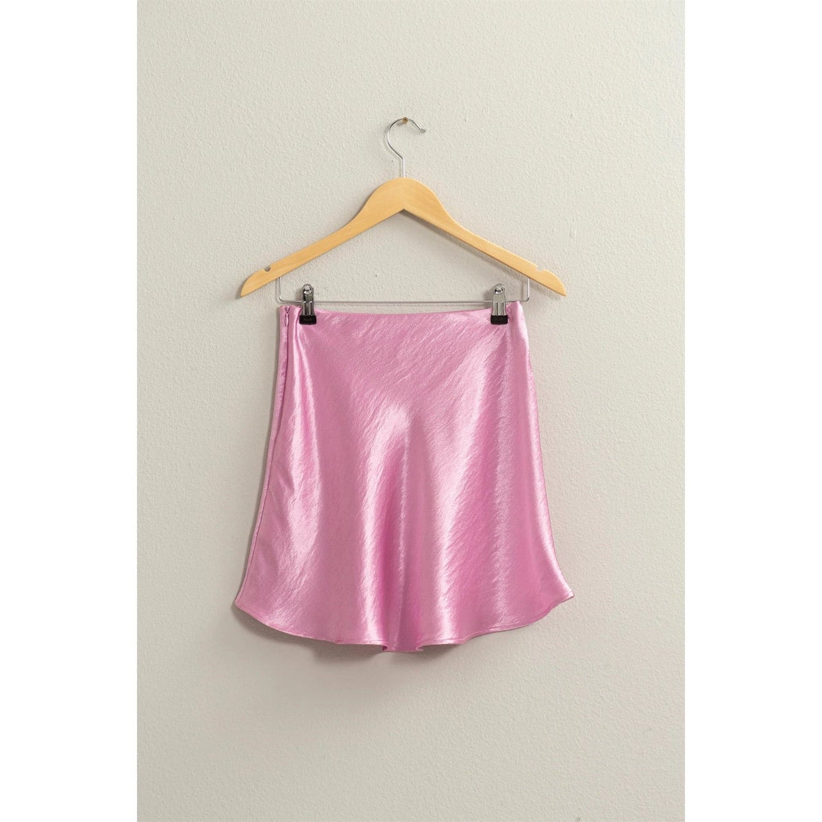 Lea Satin Mini Skater Skirt -Peony Pink