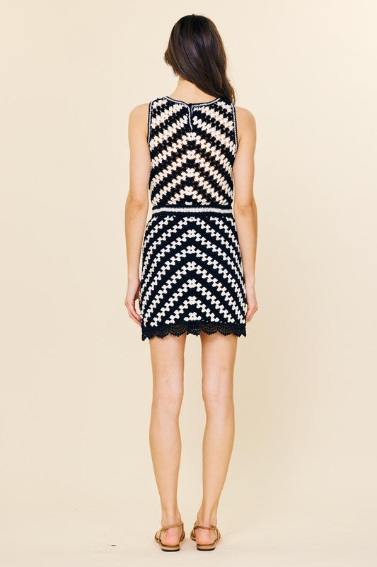 Baja Sur Crochet A-Line Mini Skirt