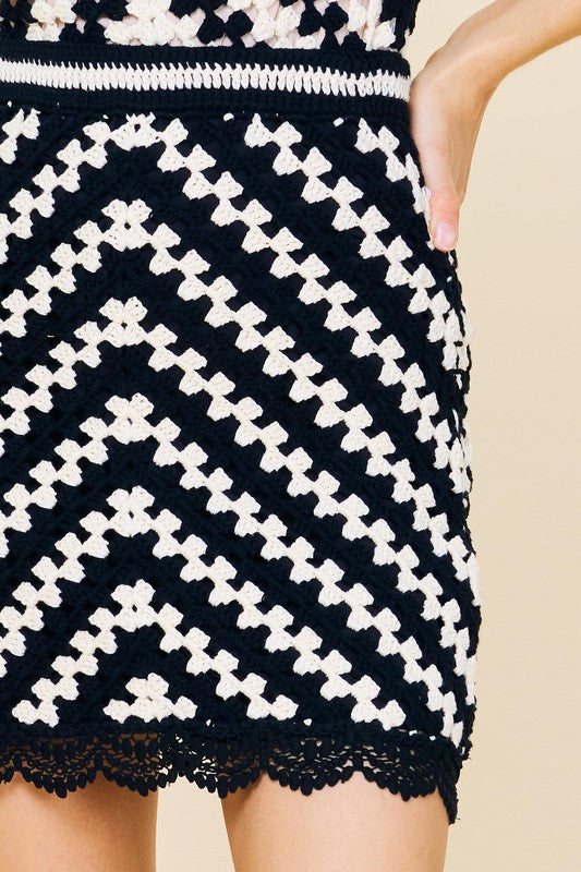 Baja Sur Crochet A-Line Mini Skirt