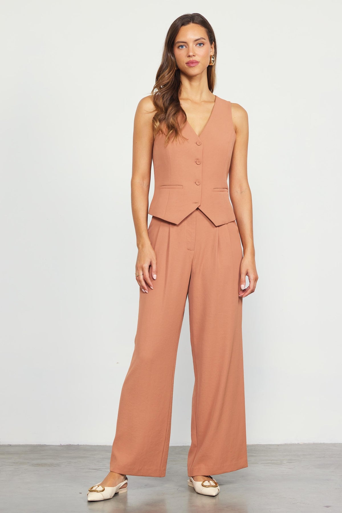 Corey Recyled Wide Leg Pants - Hazelnut