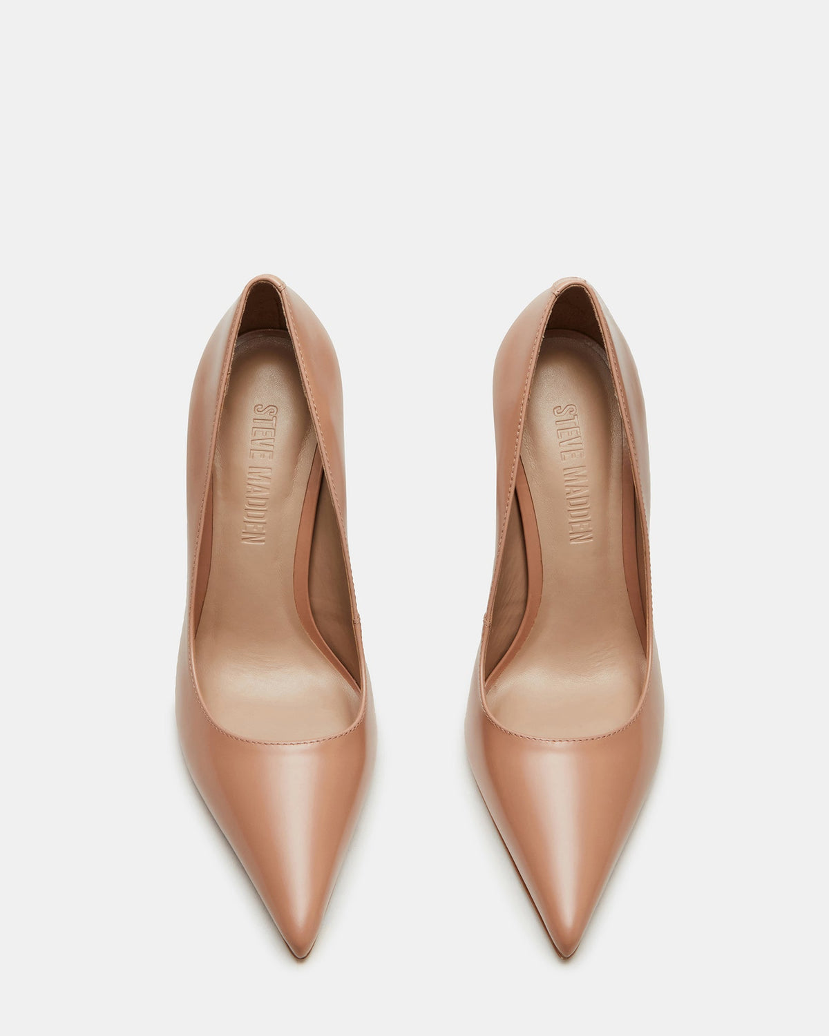 Noir Genuine Leather Hi Heel Point Toe Pumps - Tan Leather