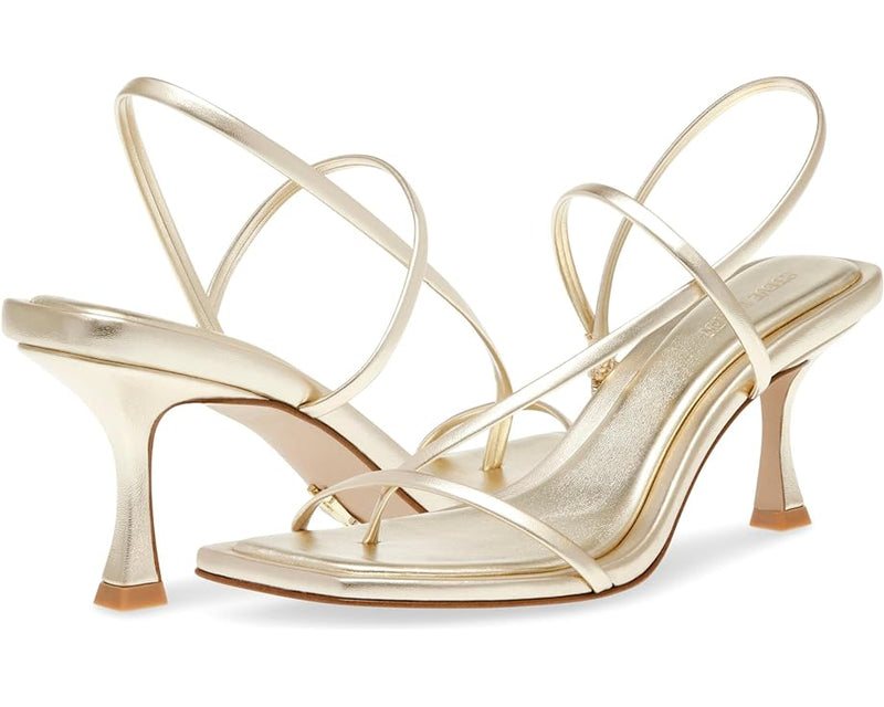 Locke Gold Leather Strappy Mid-Heels