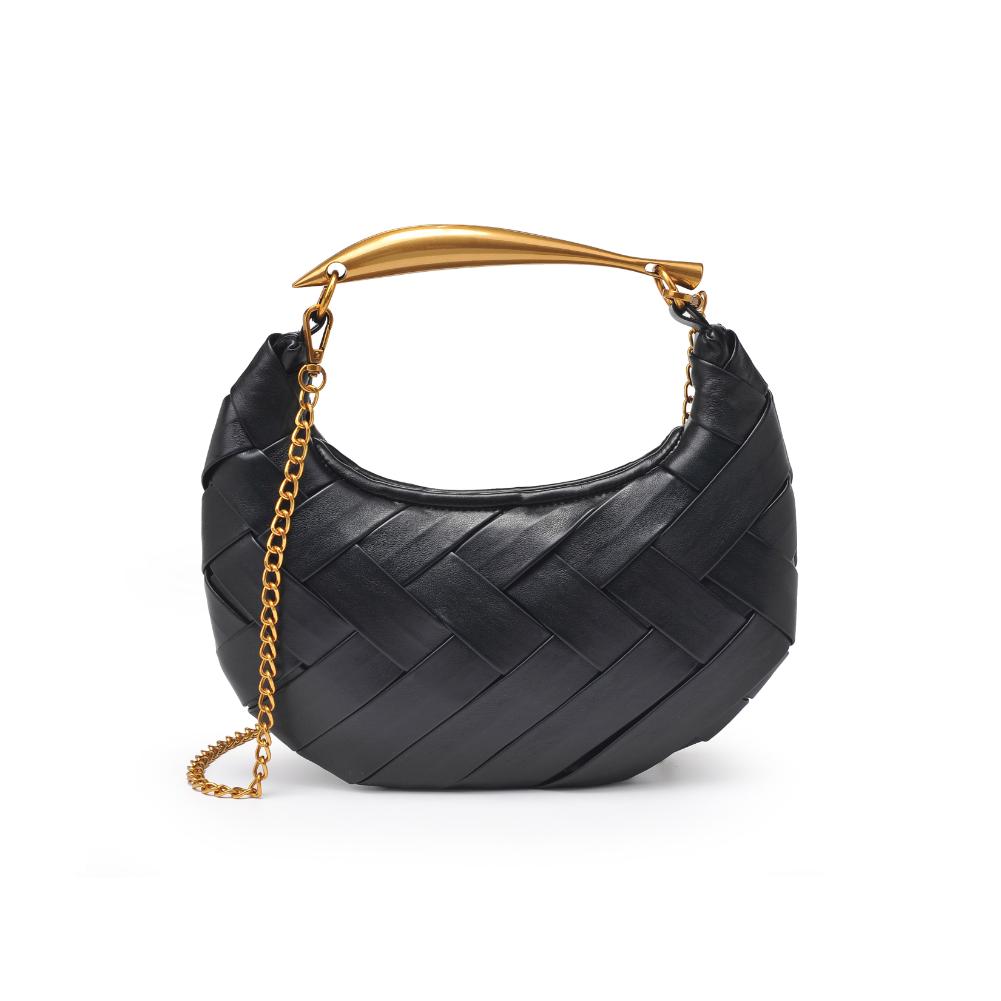 Ursula Vegan Leather Chevron Woven Leather Handbag w/ Chain