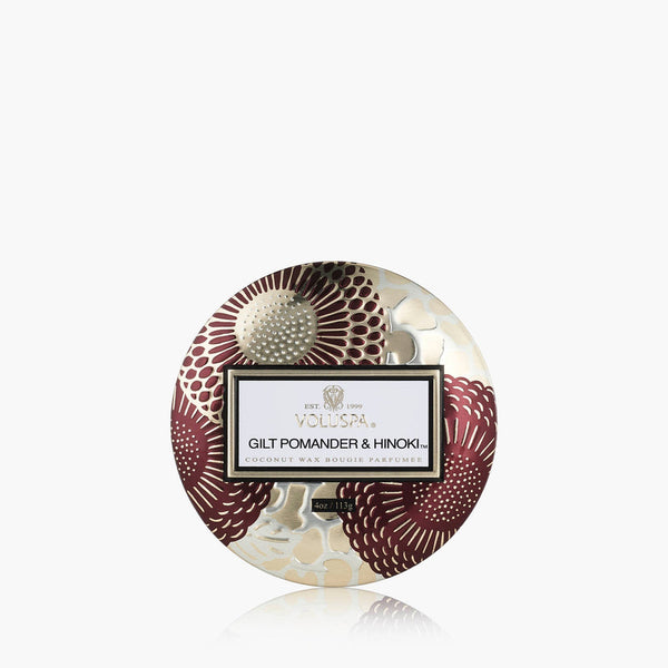 Gilt Hinoki & Pomander Mini Tin Candle