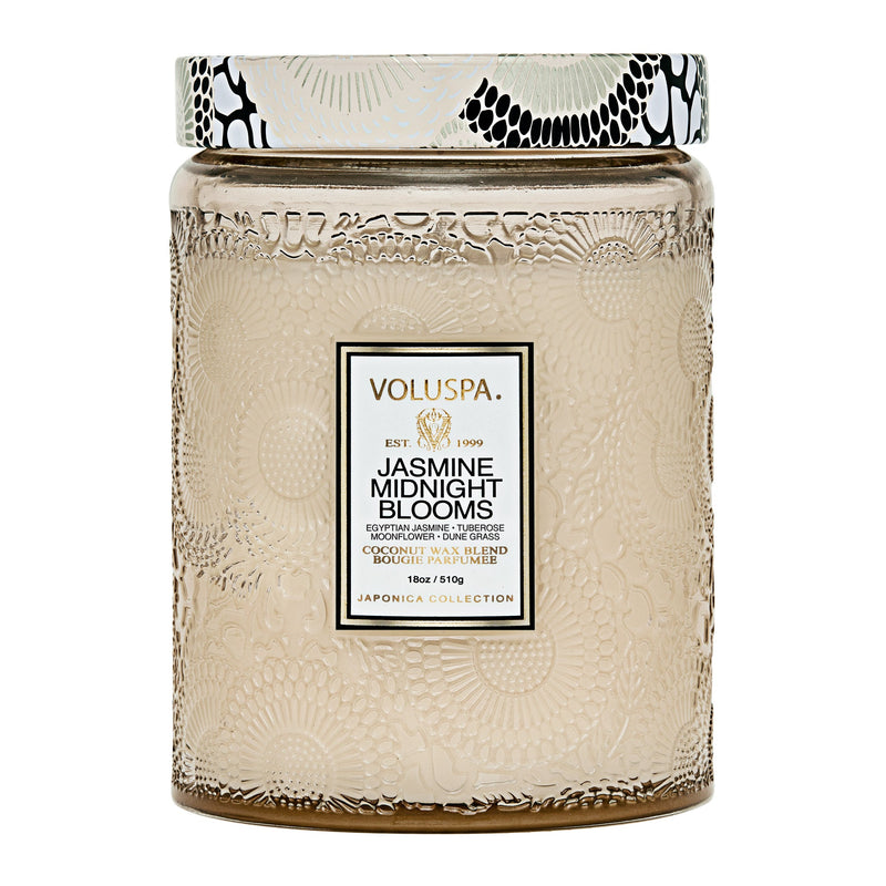 Jasmine Midnight Blooms 18 oz. Large Jar Candle with Lid