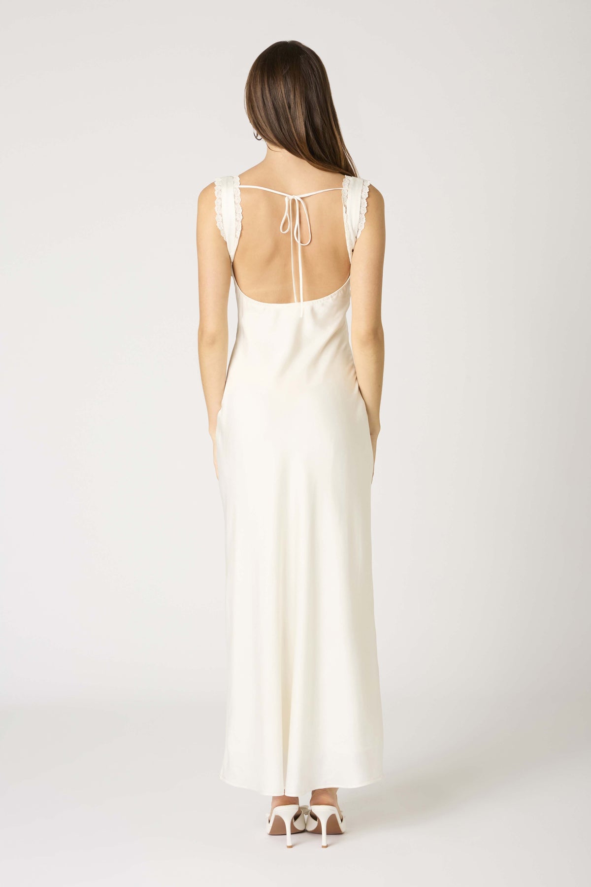 Gardenia Milk Maid Lace Trim Slip Dress - Pearl