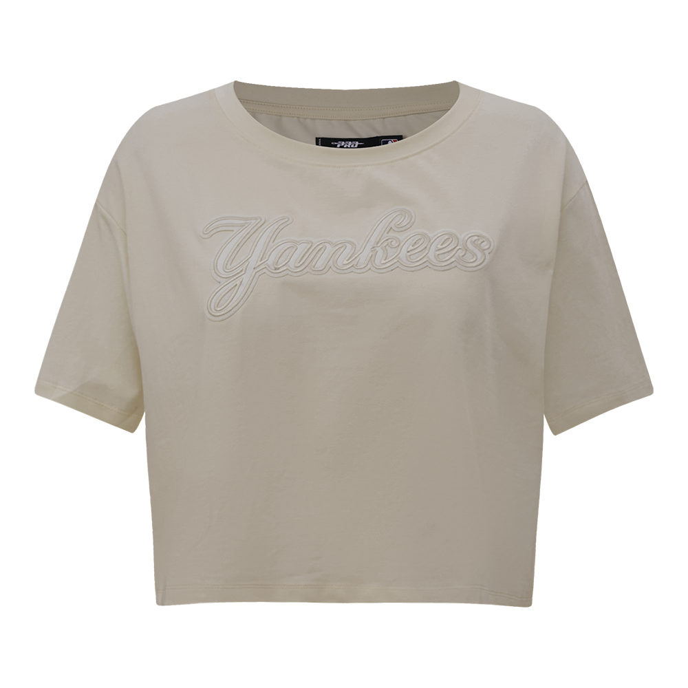Yankees Embroidery Patch Crop Tee - Taupe