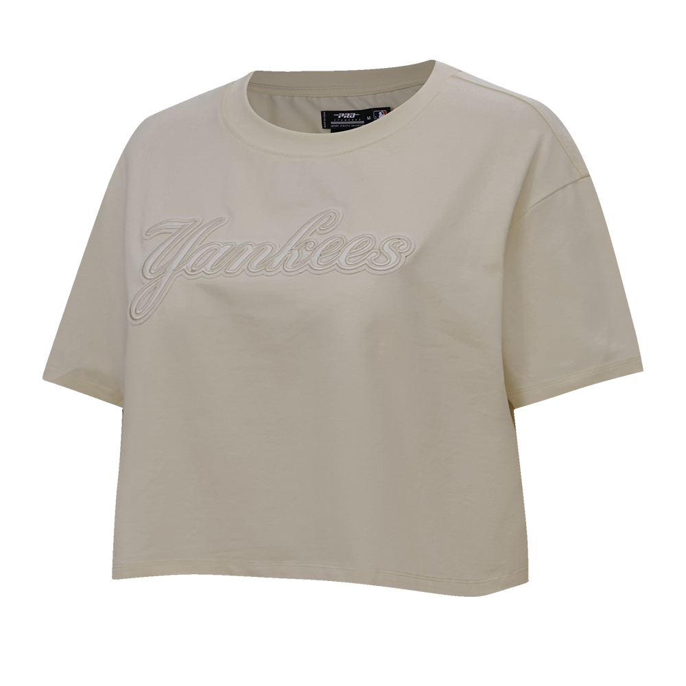 Yankees Embroidery Patch Crop Tee - Taupe