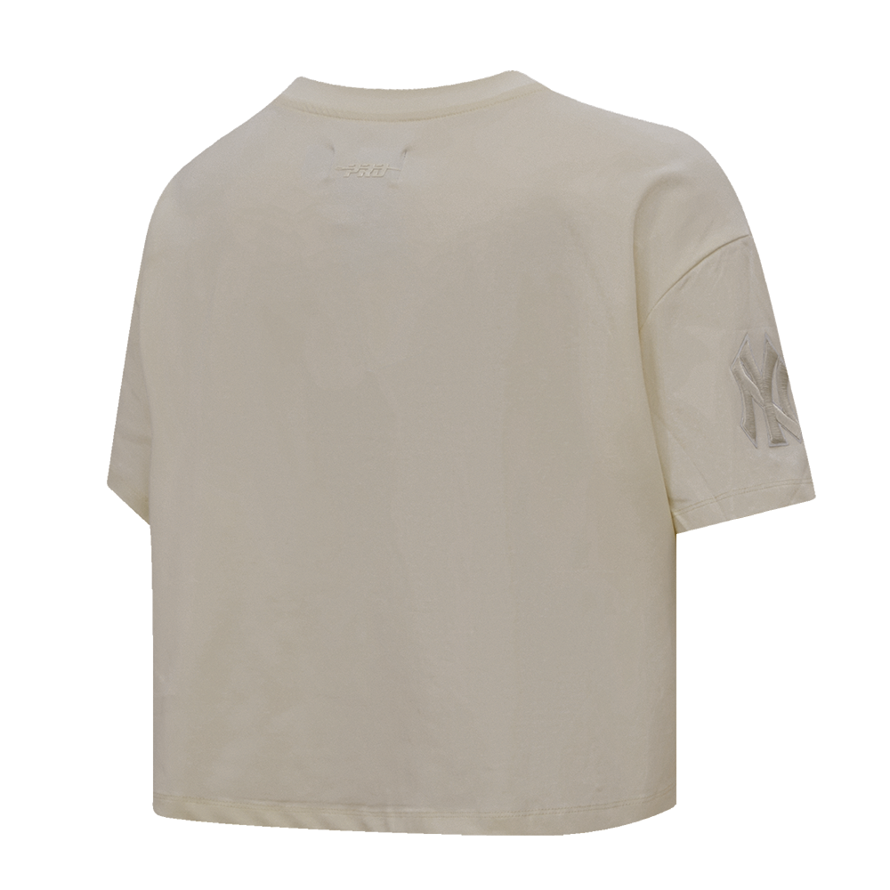 Yankees Embroidery Patch Crop Tee - Taupe