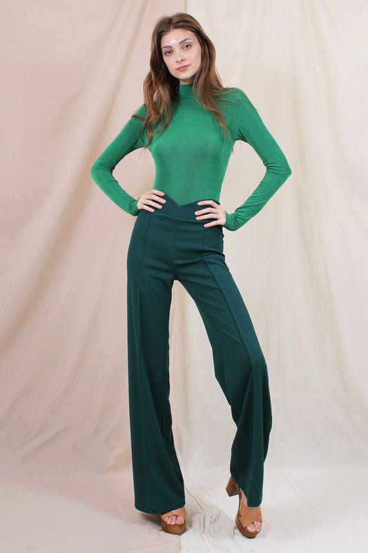 Nadia Mockneck Slinky Long Sleeve Bodysuit - Malachite