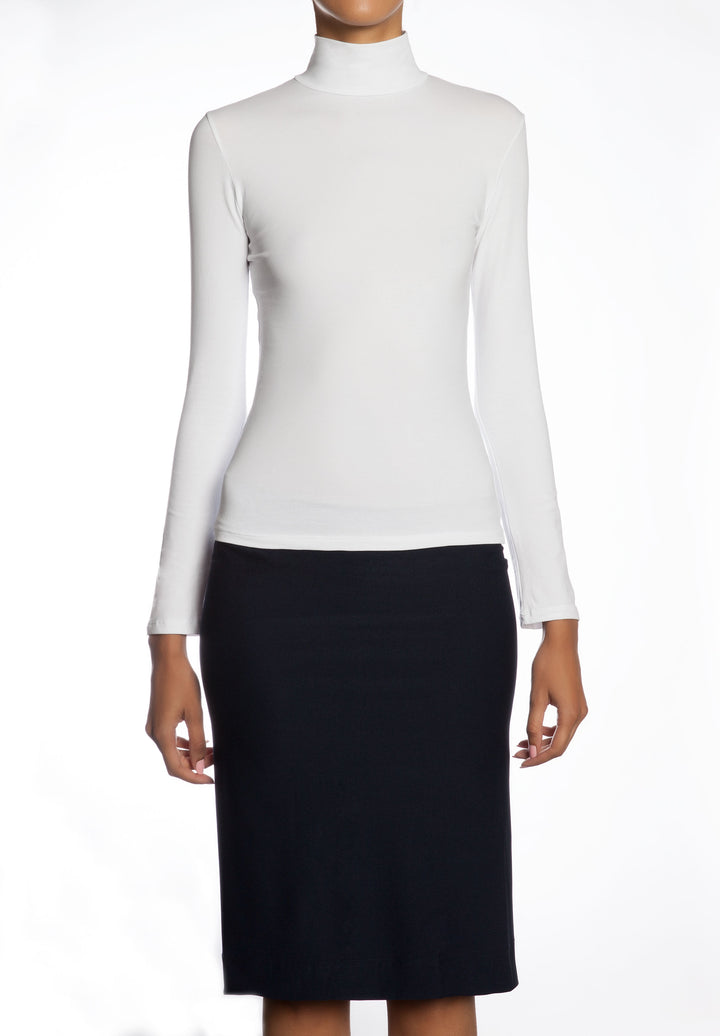 CLASSIC MOCK NECK STRETCH TOP - WHITE - Mint Market 