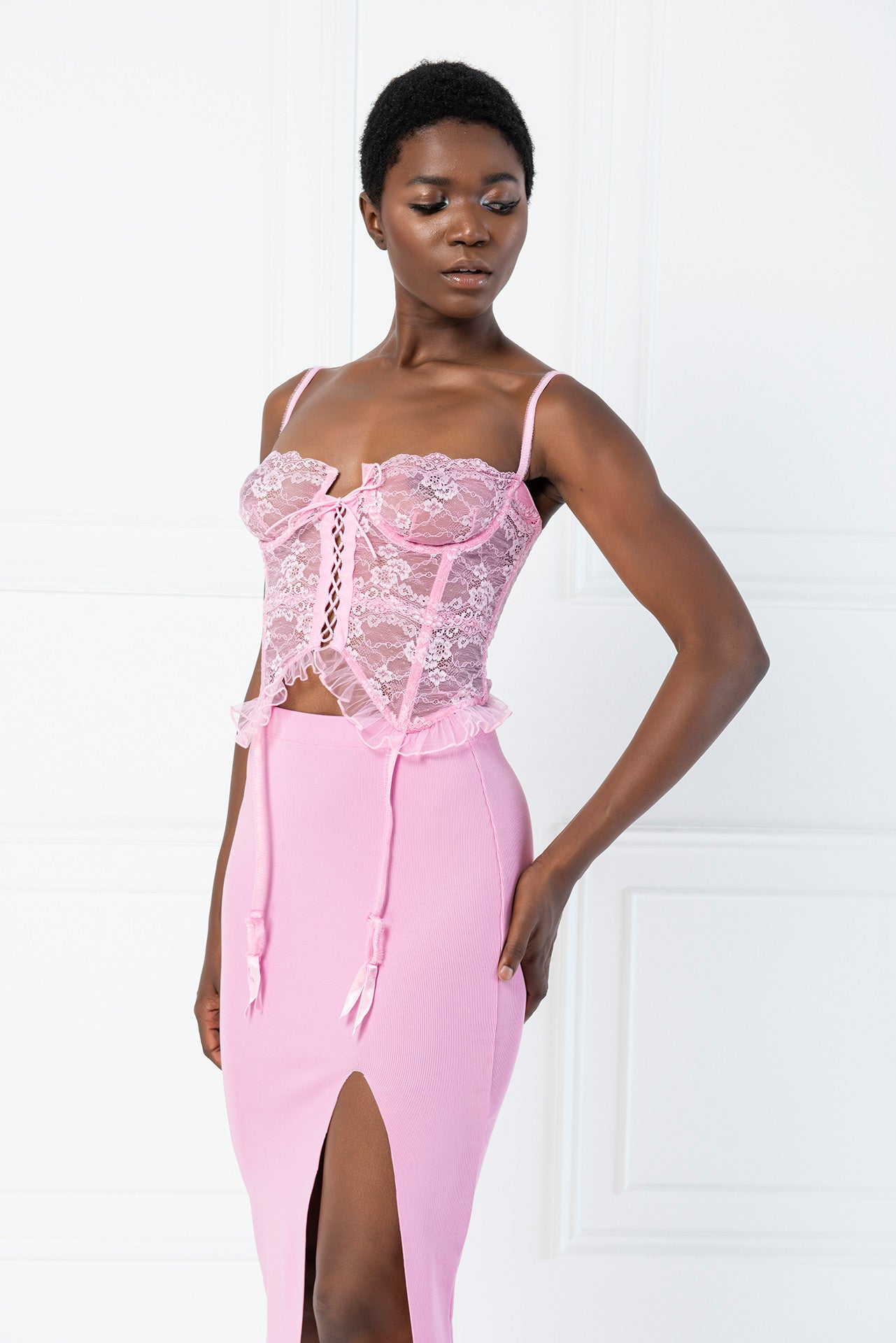 Pink corset outlet skirt