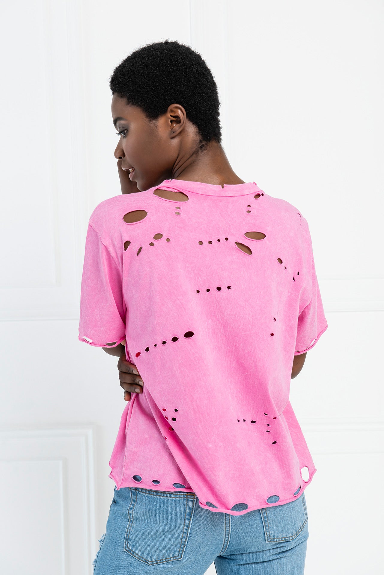 Pink ripped t clearance shirt