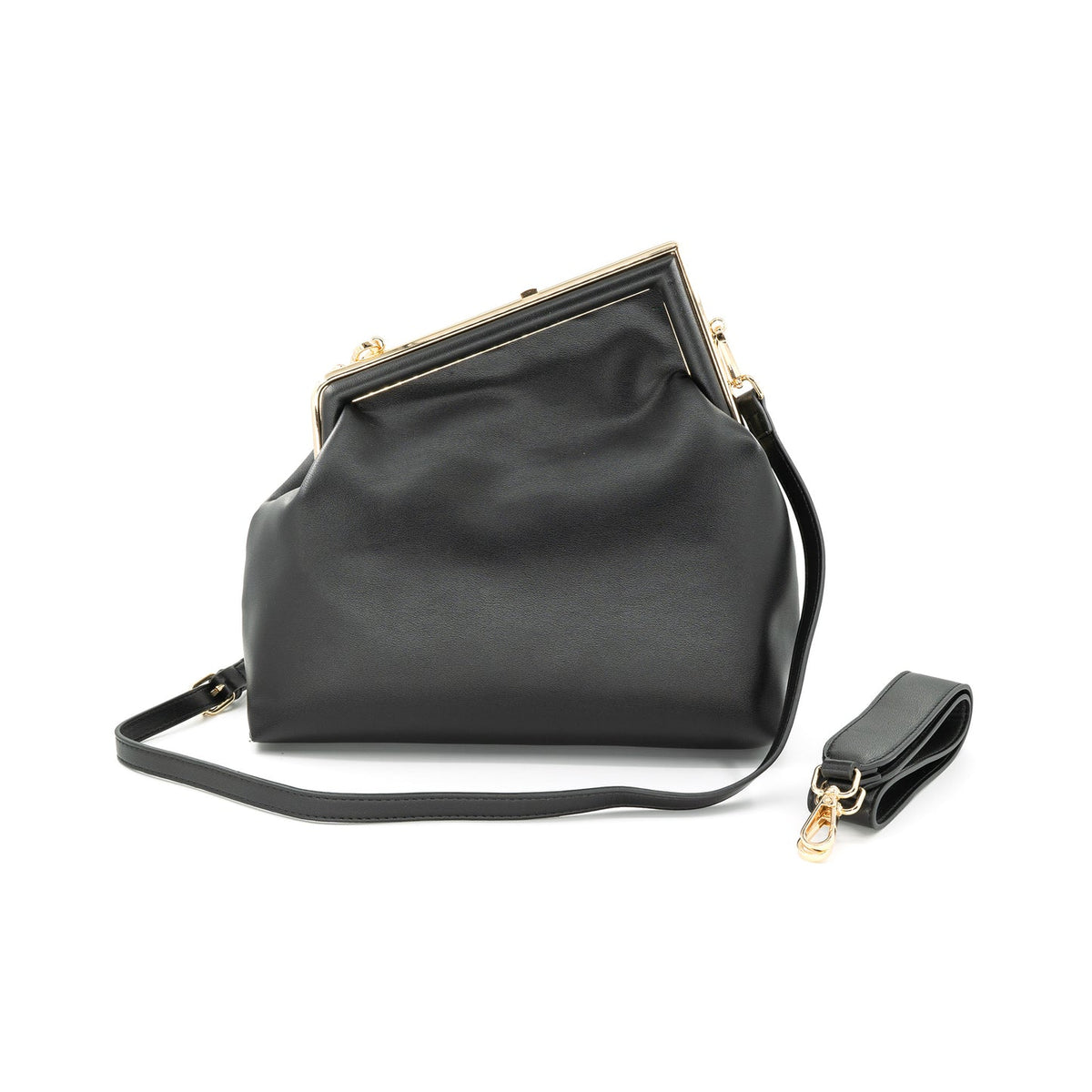 Alana Fendi Style Vegan Leather Oversize Frame Bag
