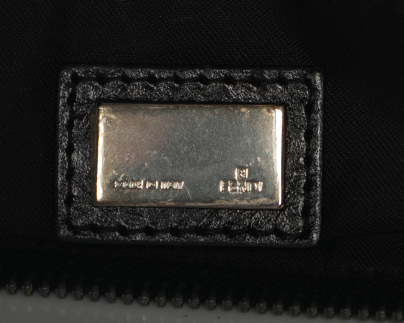 Vintage 2000s Fendi FF Logo Monogram Canvas Black Shoulder Y2K Leather Bag